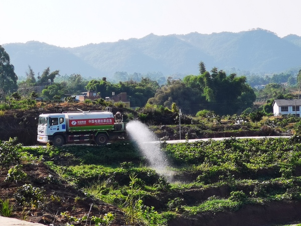 项目建设中，中国CQ9电子组织渝西项目部协助浇灌农作物-郭正祥 摄.jpg
